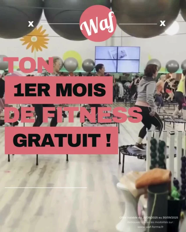 🍂 La rentrée, c’est LE moment idéal pour prendre soin de toi 💪
Et si cette année tu démarrais septembre avec une énergie nouvelle, une motivation de folie et une team 100% filles à tes côtés ? 🩷

Chez WAF, on te propose bien plus qu’une salle de sport :
✨ Une salle réservée aux femmes, pour t’entraîner dans une ambiance bienveillante et motivante.
✨ Plus de 160 cours collectifs par mois : bodypump, fac, pilates, zumba, cycling, step, pound, circl mobility… impossible de t’ennuyer 🎶🔥
✨ Des coachs passionnés qui te boostent à chaque séance.
✨ Une communauté soudée où chacune trouve sa place.

Et pour t’aider à franchir le pas, profite de notre offre spéciale rentrée :
➡️ 1er mois offert
➡️ Premier prélèvement en octobre 2025
➡️ (voir conditions à l’accueil du club)

🎯 Cette rentrée, fais le choix de l’énergie, du bien-être et de la confiance en toi.
Ton moment, c’est maintenant. Et ça commence chez WAF 💃

#fitnessgirls #rentrée2025 #motivationfitness #bodypositive #bodypump #cycling #pound #zumba #step #pilates #workoutfun #fitnesslife